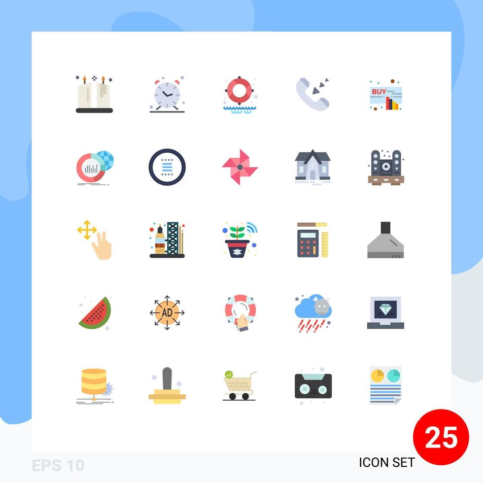 25 universeel vlak kleuren reeks voor web en mobiel toepassingen hand- kopen redder in nood telefoon communicatie bewerkbare vector ontwerp elementen