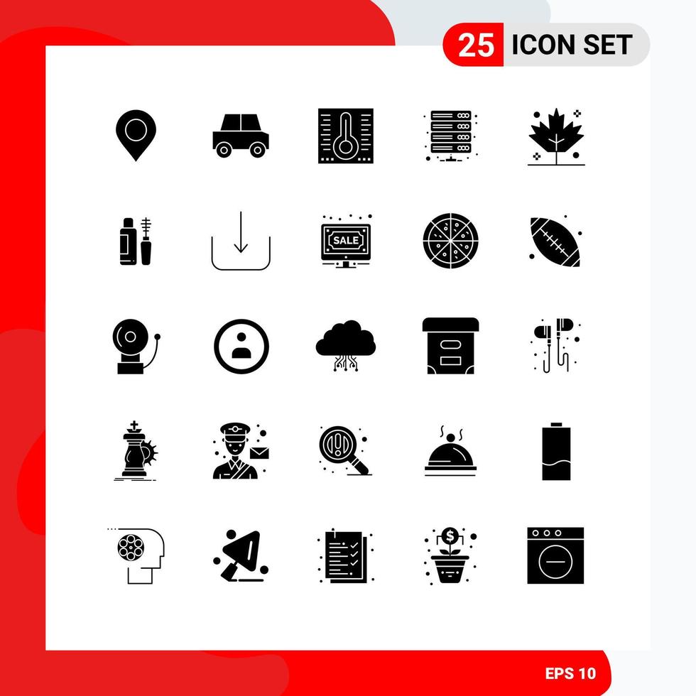 modern reeks van 25 solide glyphs pictogram van kalkoen vakantie temperatuur vpn server bewerkbare vector ontwerp elementen