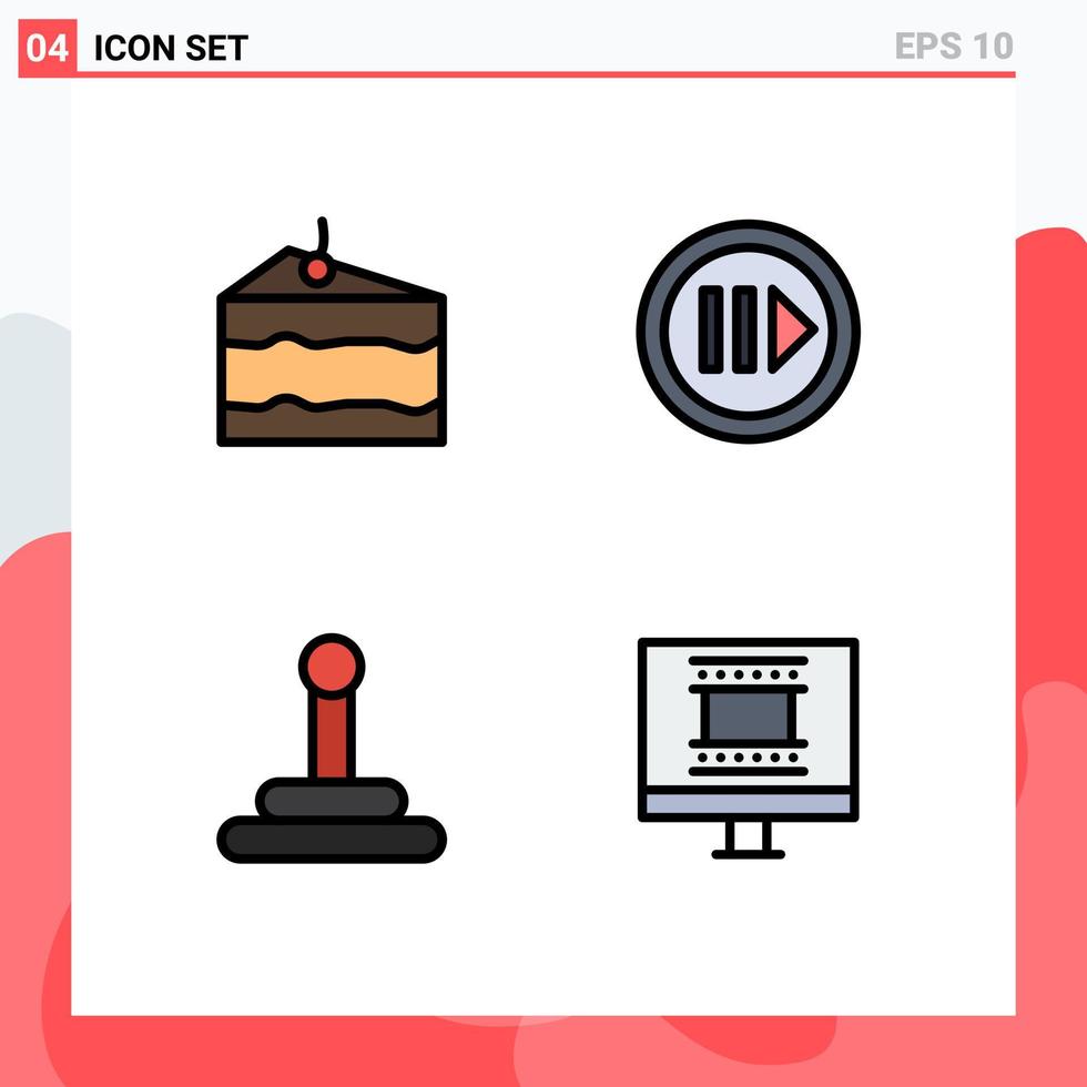 voorraad vector icoon pak van 4 lijn tekens en symbolen voor kaas busje voedsel speler foto kader bewerkbare vector ontwerp elementen