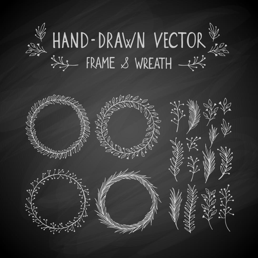 hand getrokken frame en krans vector