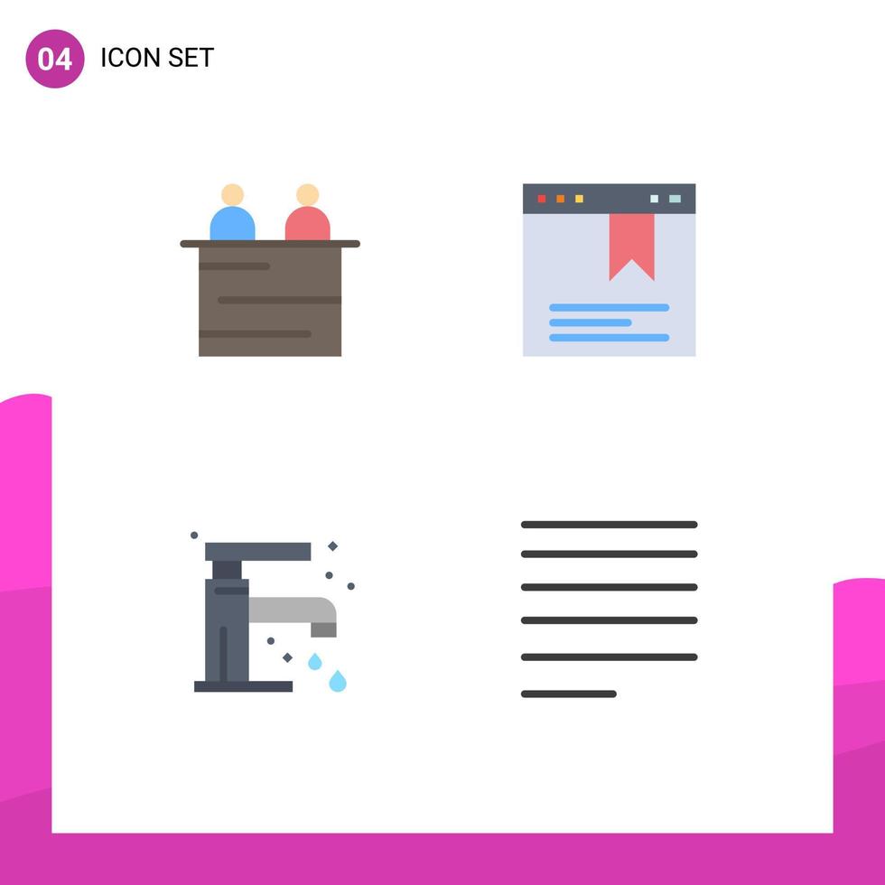 4 thematisch vector vlak pictogrammen en bewerkbare symbolen van bedrijf wastafel samenspel website uitlijnen bewerkbare vector ontwerp elementen