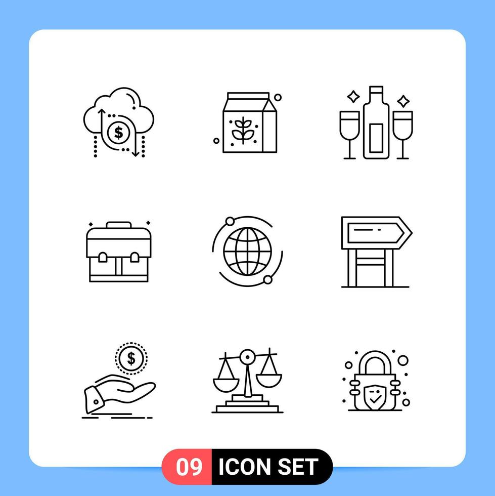 9 lijn zwart icoon pak schets symbolen voor mobiel apps geïsoleerd Aan wit achtergrond 9 pictogrammen reeks creatief zwart icoon vector achtergrond