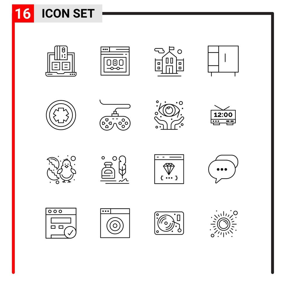 modern reeks van 16 contouren pictogram van medisch huis huishoudelijke apparaten web huis onderwijs bewerkbare vector ontwerp elementen