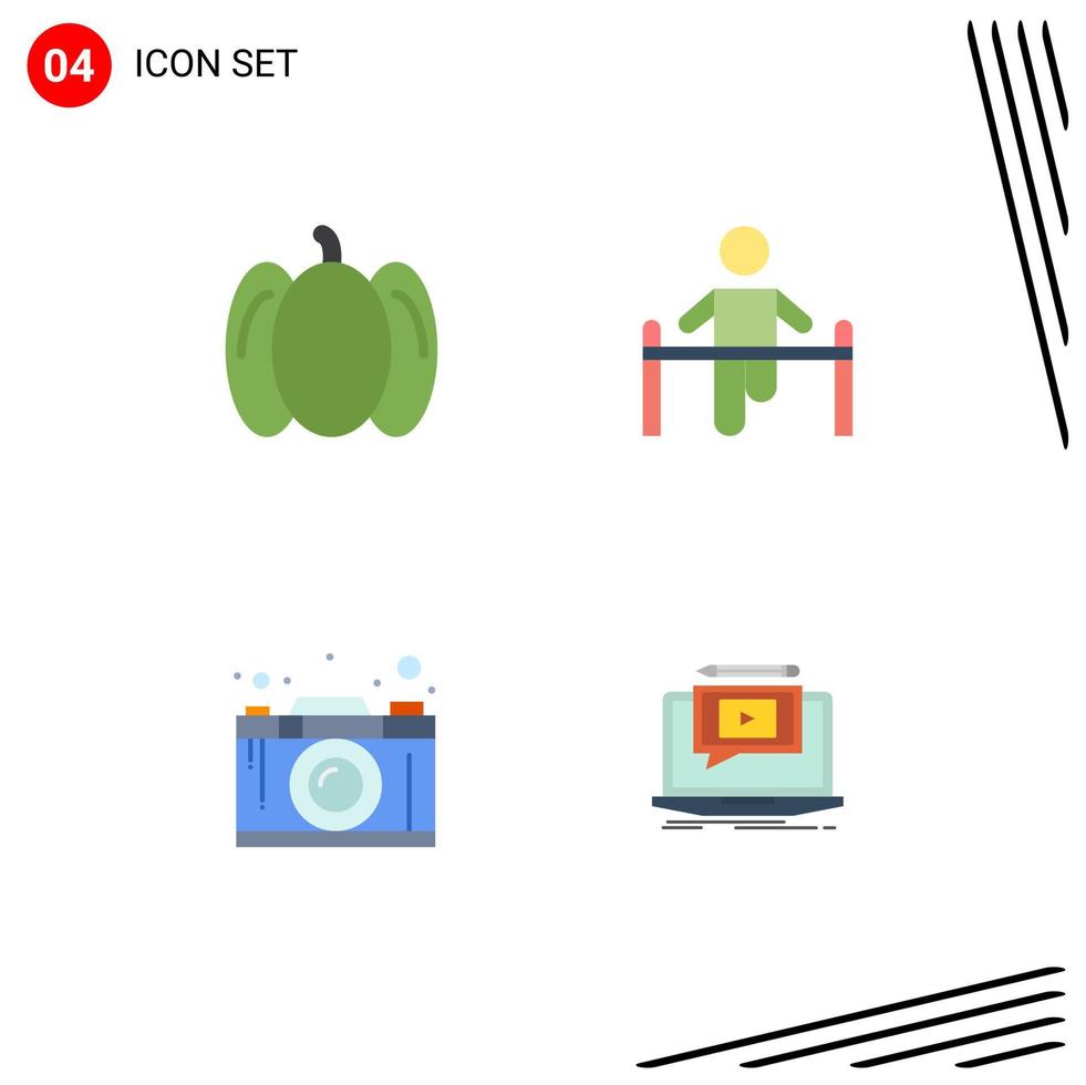 pak van 4 modern vlak pictogrammen tekens en symbolen voor web afdrukken media zo net zo voedsel creativiteit oefening Gezondheid grafisch bewerkbare vector ontwerp elementen