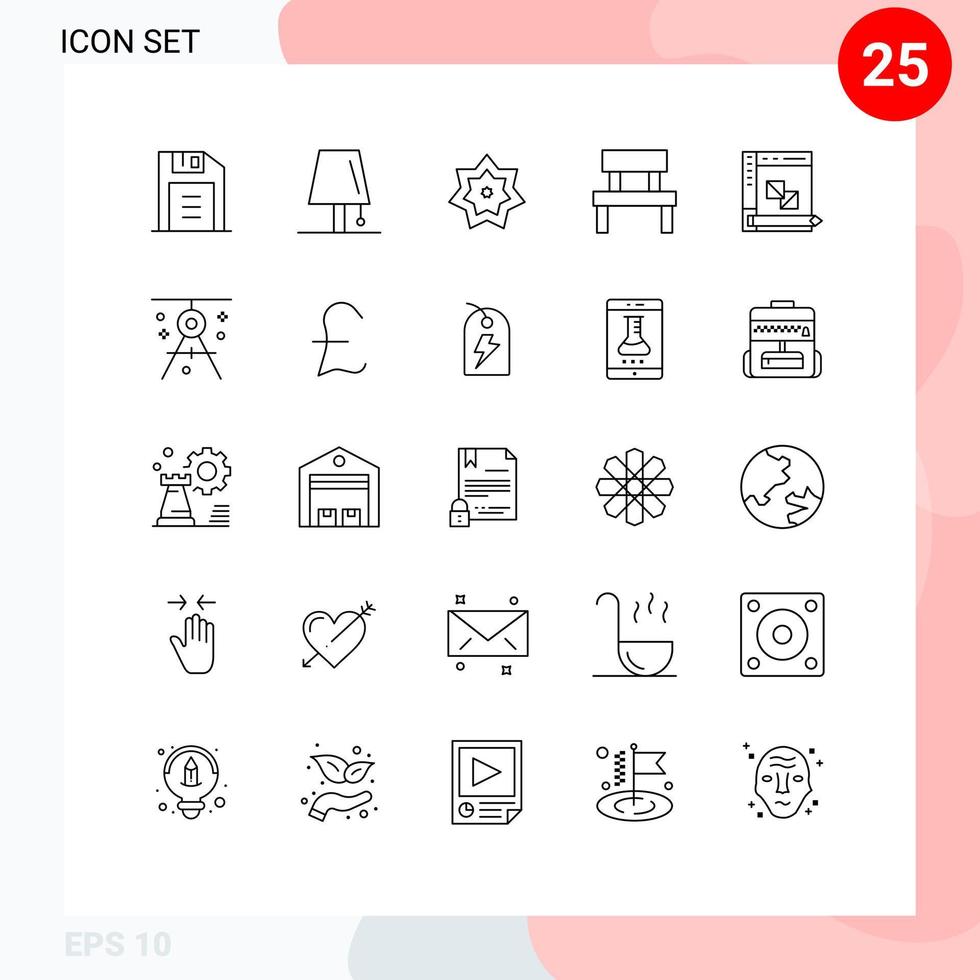 pak van 25 modern lijnen tekens en symbolen voor web afdrukken media zo net zo park tuin heilig meubilair Ramadan bewerkbare vector ontwerp elementen