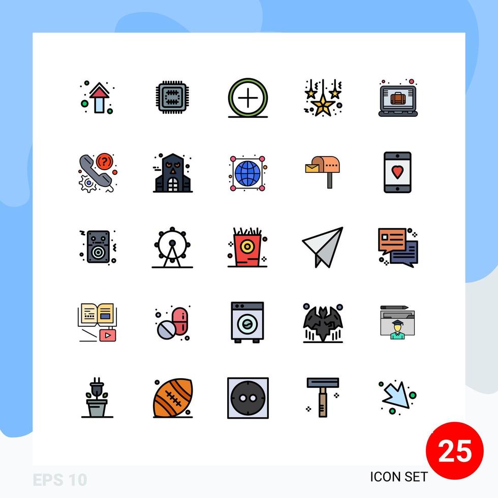 pak van 25 modern gevulde lijn vlak kleuren tekens en symbolen voor web afdrukken media zo net zo kort decoratie CPU Kerstmis nieuw bewerkbare vector ontwerp elementen