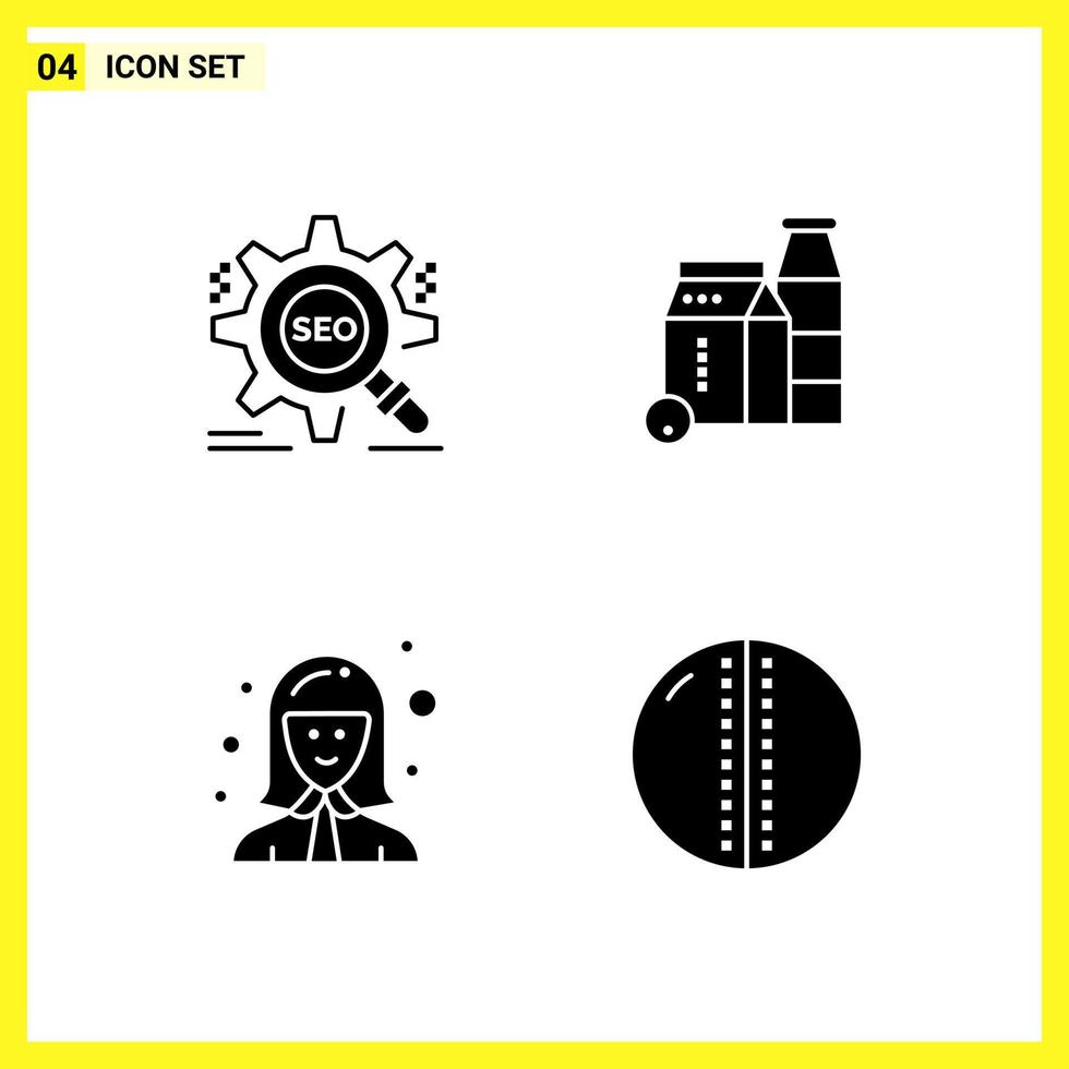 4 icoon reeks gemakkelijk solide symbolen glyph teken Aan wit achtergrond voor website ontwerp mobiel toepassingen en afdrukken media creatief zwart icoon vector achtergrond