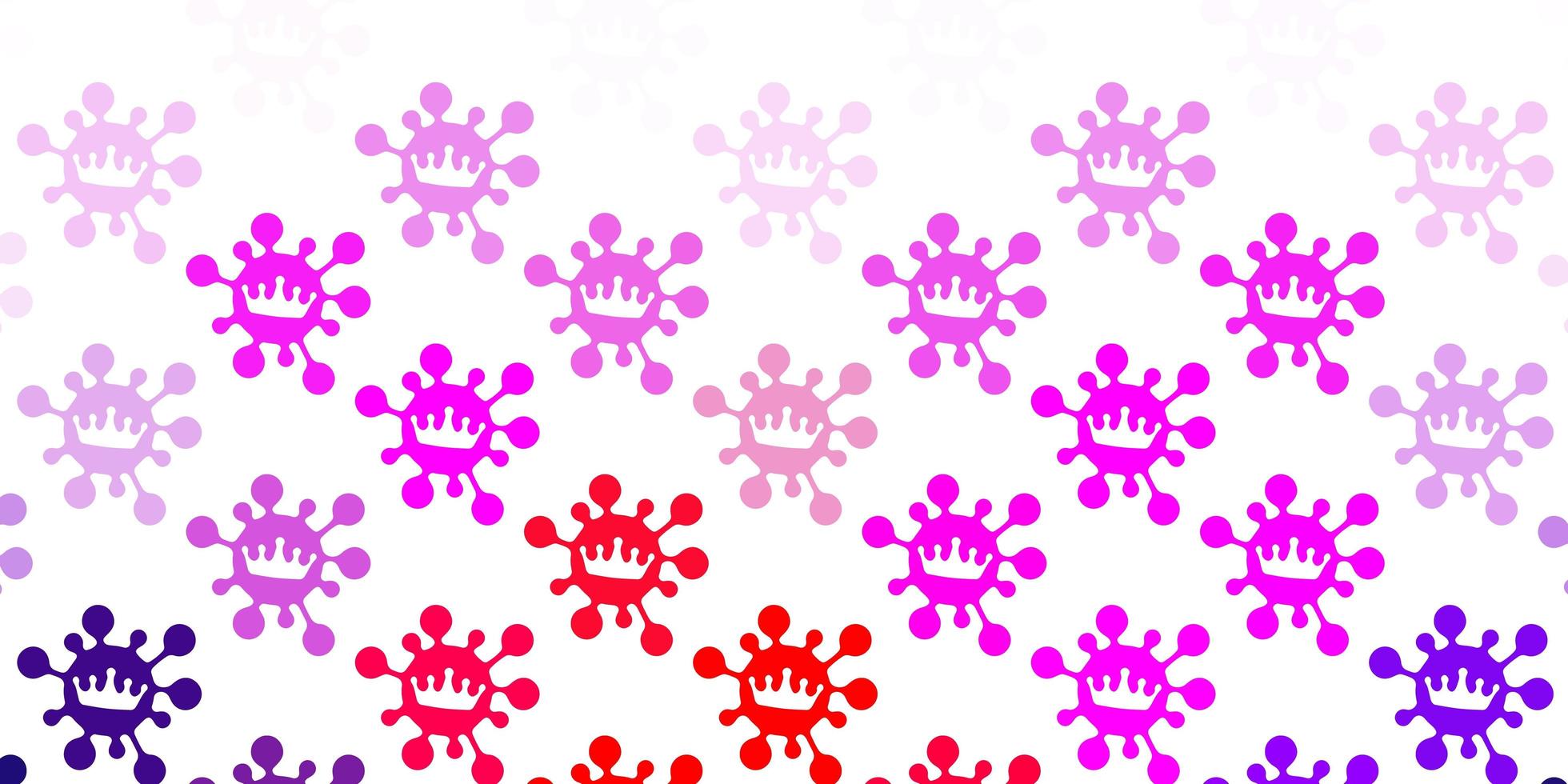 lichtpaarse, roze achtergrond met covid-19 symbolen. vector