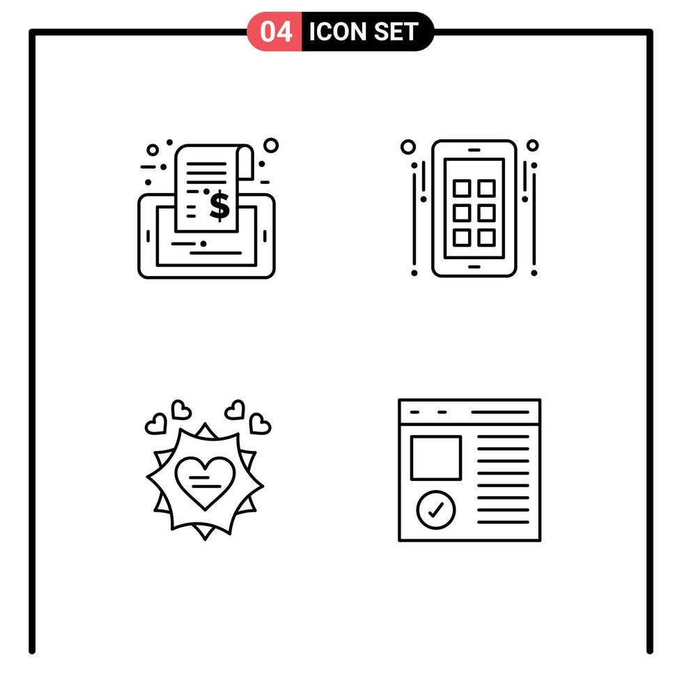 modern reeks van 4 gevulde lijn vlak kleuren pictogram van etiket liefde uitverkoop media Valentijn bewerkbare vector ontwerp elementen