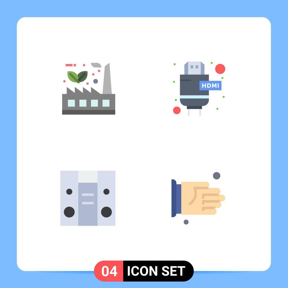vlak icoon pak van 4 universeel symbolen van blad centrum fabriek uitbreiding hand- bewerkbare vector ontwerp elementen