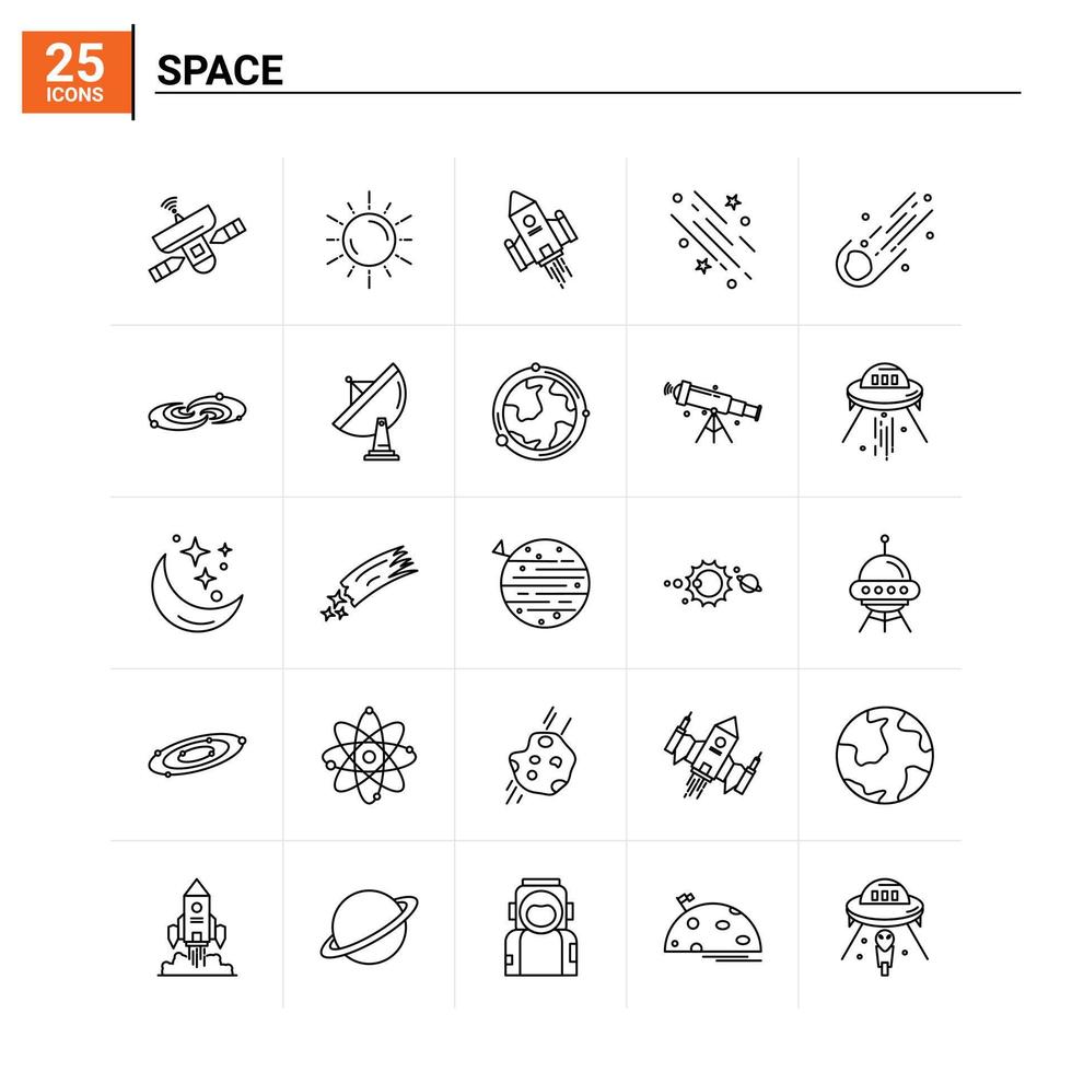 25 ruimte icoon reeks vector achtergrond