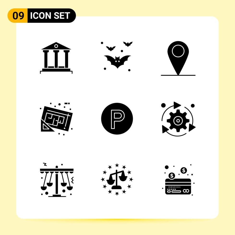 9 creatief pictogrammen voor modern website ontwerp en snel reagerend mobiel apps 9 glyph symbolen tekens Aan wit achtergrond 9 icoon pak creatief zwart icoon vector achtergrond