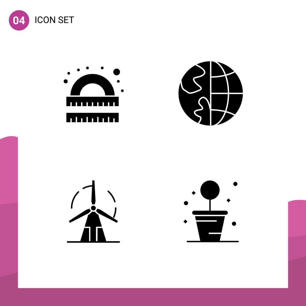 modern reeks van solide glyphs pictogram van tekening wereldbol heerser contact energie bewerkbare vector ontwerp elementen