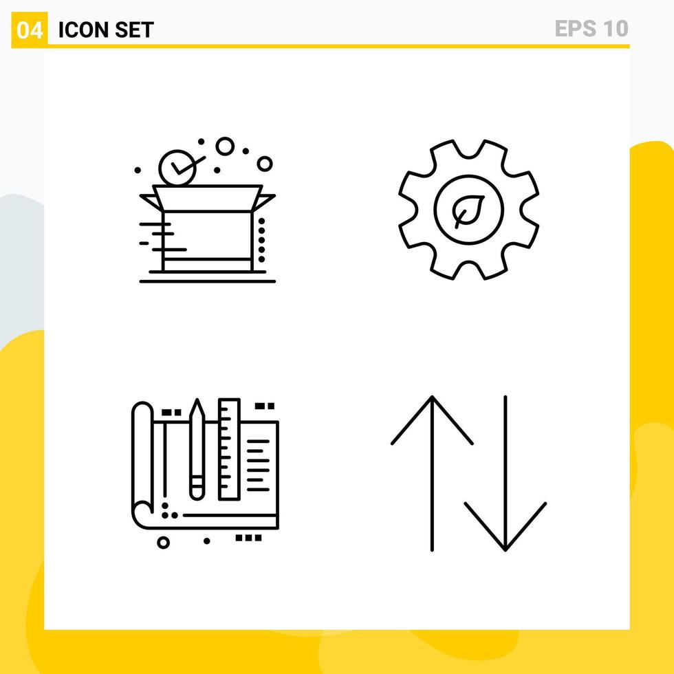 verzameling van 4 universeel lijn pictogrammen icoon reeks voor web en mobiel creatief zwart icoon vector achtergrond