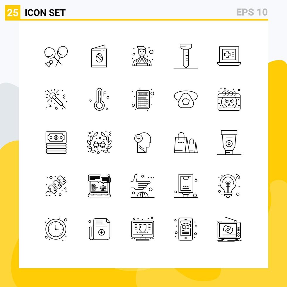 mobiel koppel lijn reeks van 25 pictogrammen van muziek- geneeskunde decorateur medisch piek bewerkbare vector ontwerp elementen