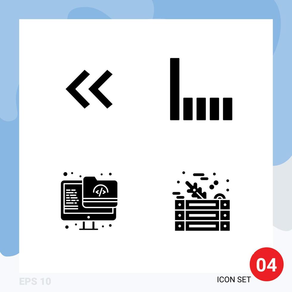 modern reeks van 4 solide glyphs pictogram van pijl scherm verbinding archief salade bewerkbare vector ontwerp elementen