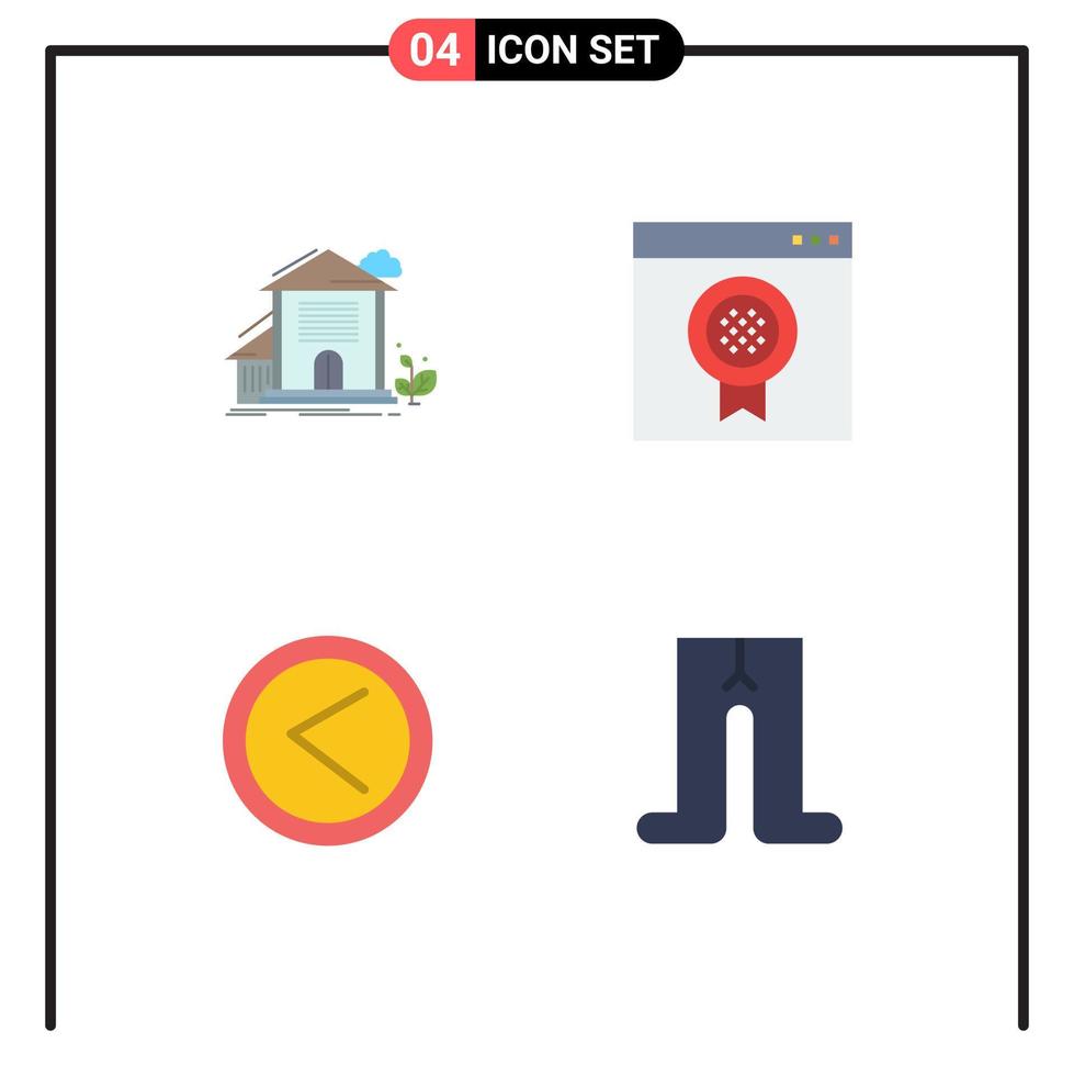 reeks van 4 modern ui pictogrammen symbolen tekens voor huis pijl gebouw browser links bewerkbare vector ontwerp elementen
