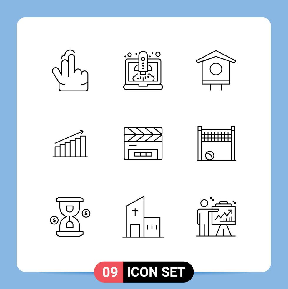 voorraad vector icoon pak van 9 lijn tekens en symbolen voor markt bedrijf huis analytics analyse bewerkbare vector ontwerp elementen