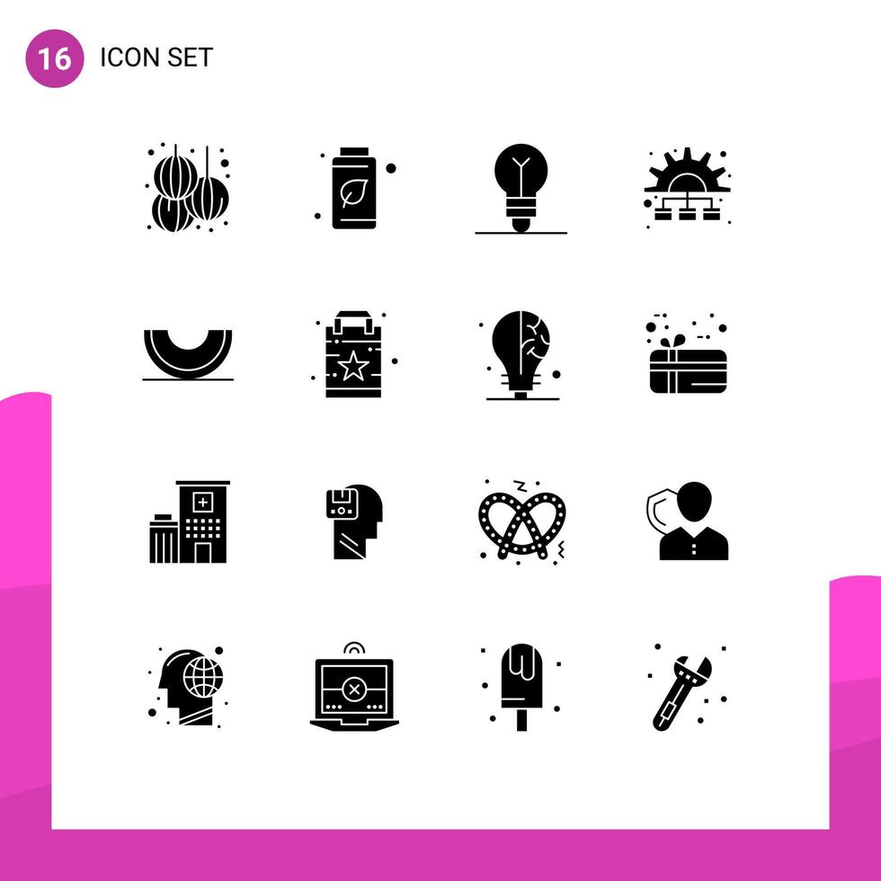 reeks van 16 modern ui pictogrammen symbolen tekens voor voedsel werken prestatie werkwijze beheer bewerkbare vector ontwerp elementen