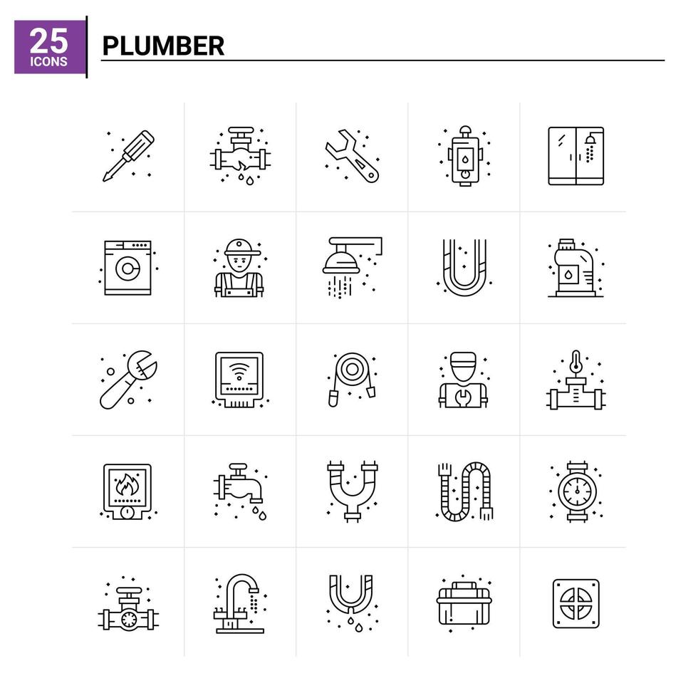 25 loodgieter icoon reeks vector achtergrond