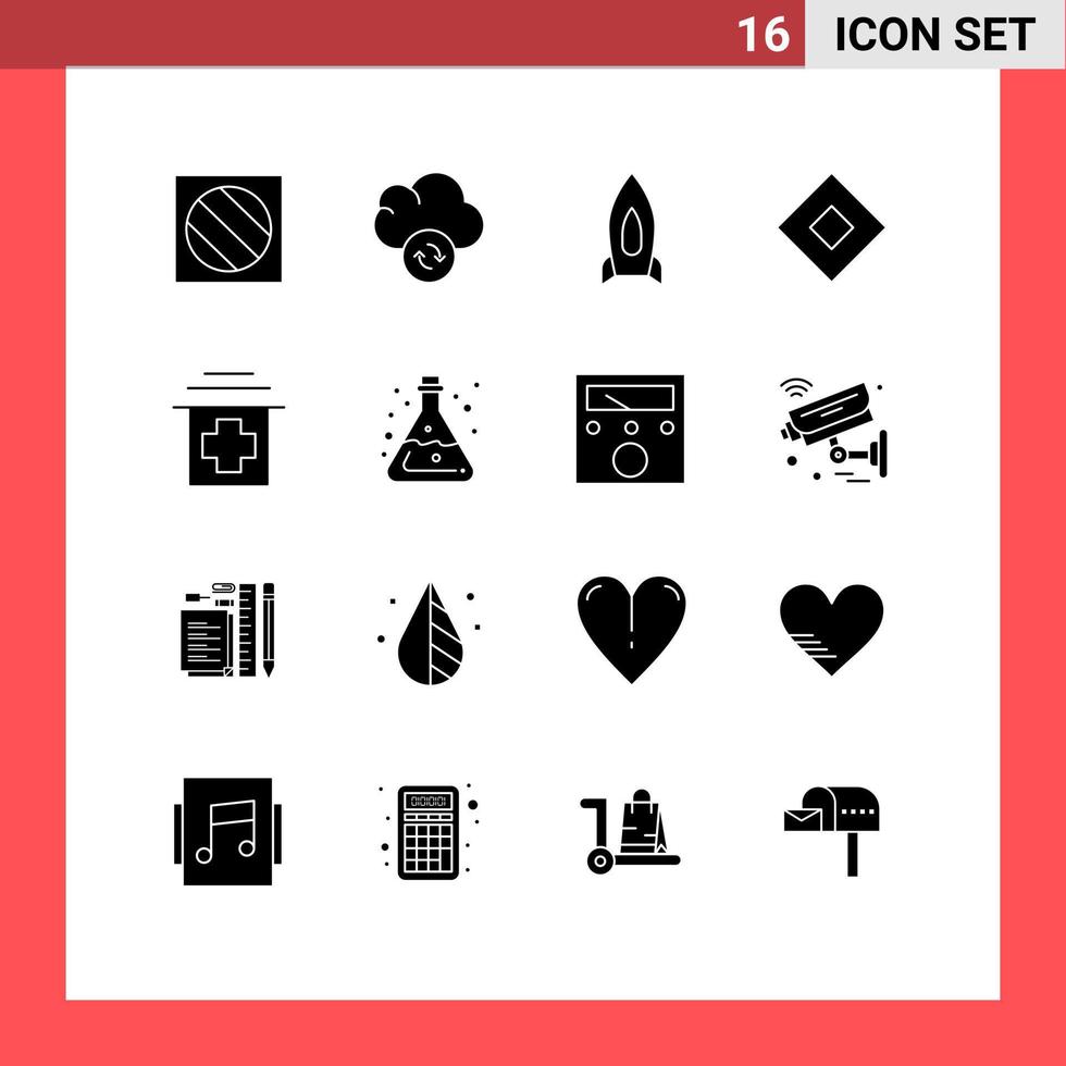 universeel icoon symbolen groep van 16 modern solide glyphs van ziekenhuis symbolen ruimteschip symboliek teken bewerkbare vector ontwerp elementen