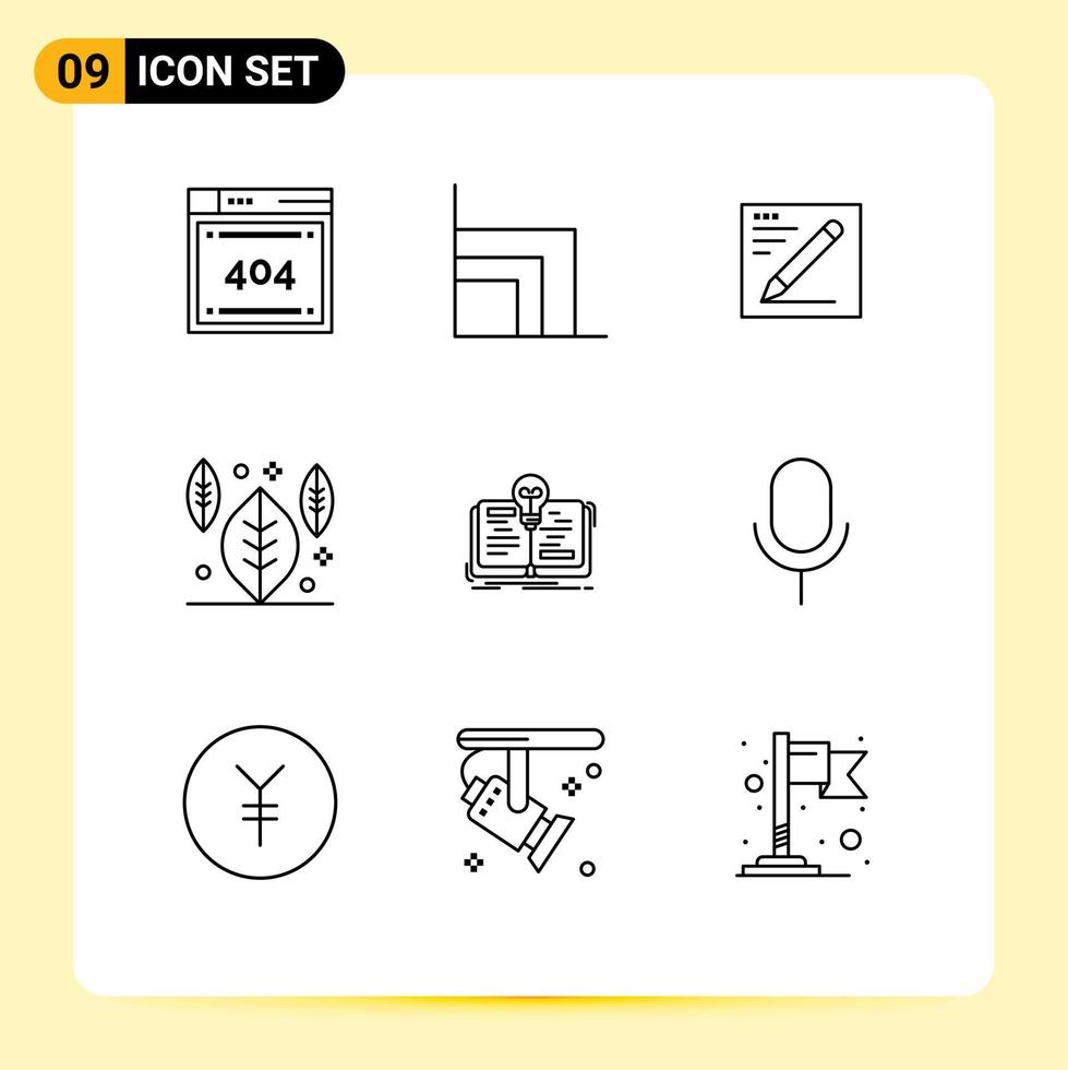 pak van 9 modern contouren tekens en symbolen voor web afdrukken media zo net zo roman boek browser dankzegging herfst bewerkbare vector ontwerp elementen