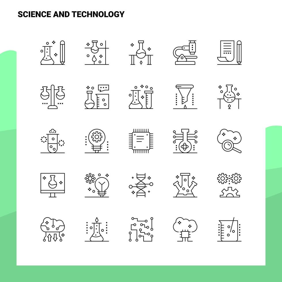 reeks van wetenschap en technologie lijn icoon reeks 25 pictogrammen vector minimalisme stijl ontwerp zwart pictogrammen reeks lineair pictogram pak