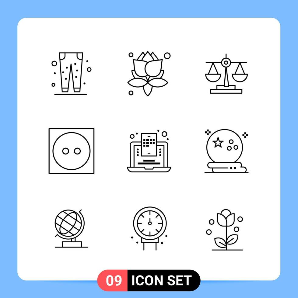 9 lijn zwart icoon pak schets symbolen voor mobiel apps geïsoleerd Aan wit achtergrond 9 pictogrammen reeks creatief zwart icoon vector achtergrond