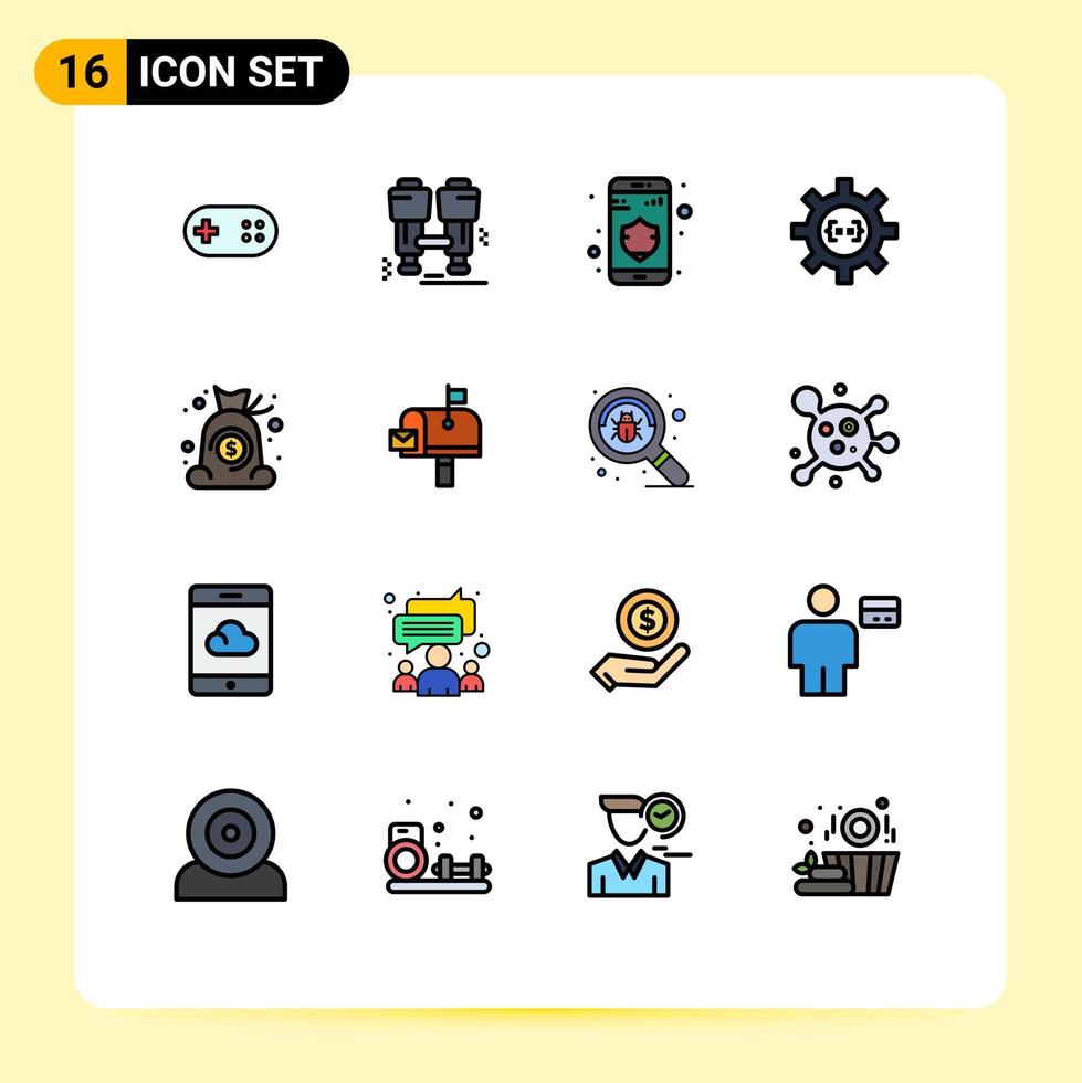 voorraad vector icoon pak van 16 lijn tekens en symbolen voor contant geld werkwijze gegevens ontwikkeling tand bewerkbare creatief vector ontwerp elementen