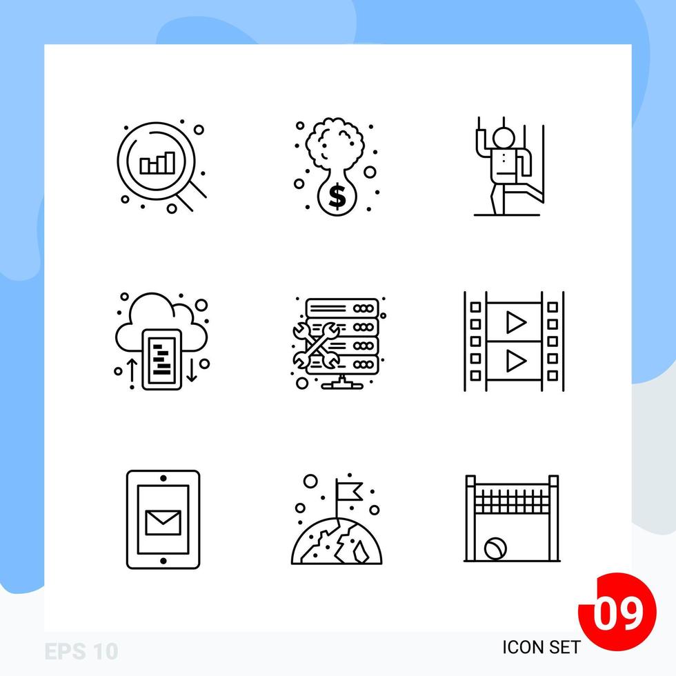 modern pak van 9 pictogrammen lijn schets symbolen geïsoleerd Aan wit achtergrondkleur voor website ontwerpen creatief zwart icoon vector achtergrond