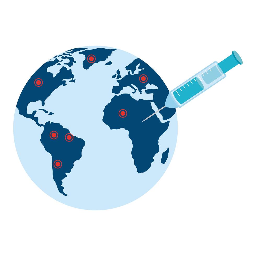 planeet aarde met spuit geïsoleerd pictogram vector