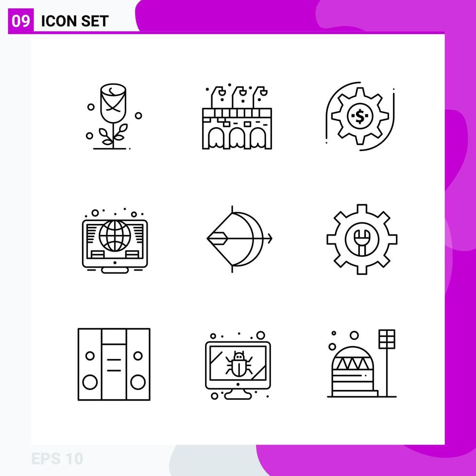 lijn icoon reeks pak van 9 schets pictogrammen geïsoleerd Aan wit achtergrond voor web afdrukken en mobiel creatief zwart icoon vector achtergrond