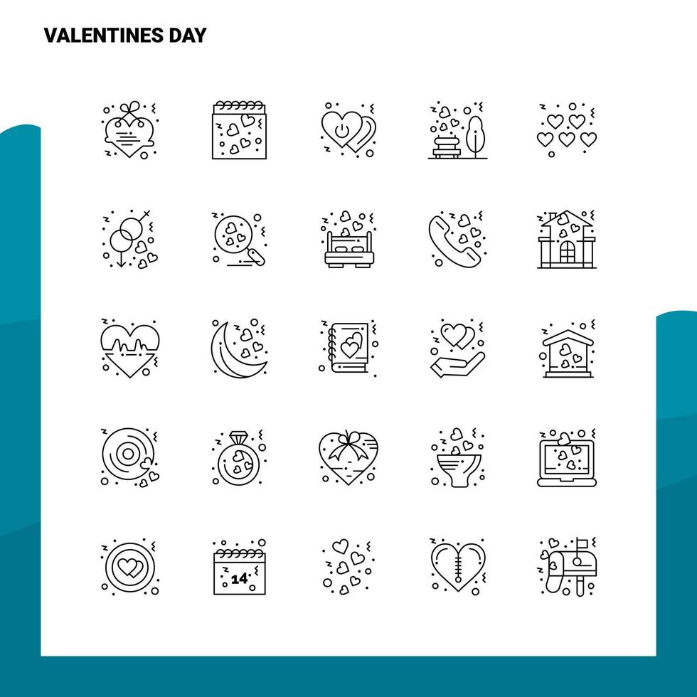 reeks van valentijnsdag dag lijn icoon reeks 25 pictogrammen vector minimalisme stijl ontwerp zwart pictogrammen reeks lineair pictogram pak