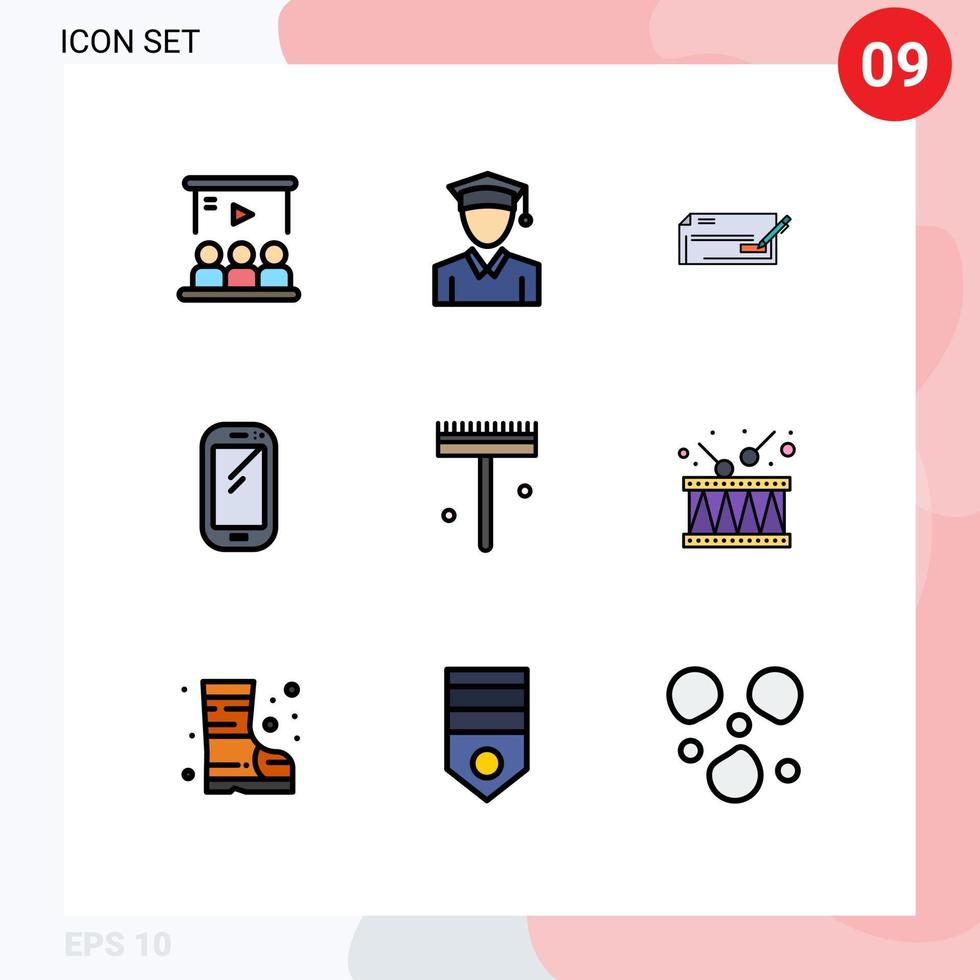 groep van 9 gevulde lijn vlak kleuren tekens en symbolen voor huawei slim telefoon controleren telefoon financiën bewerkbare vector ontwerp elementen