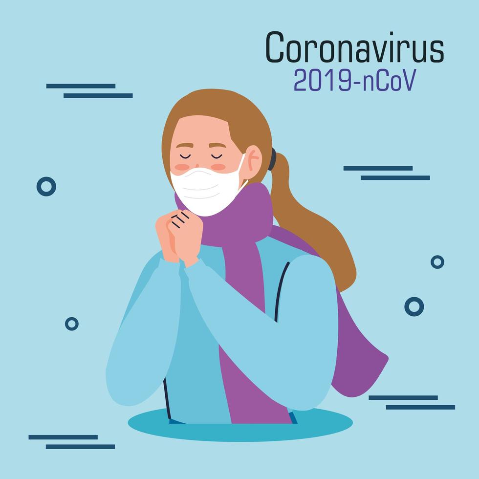 vrouw besmet met covid-19 banner vector