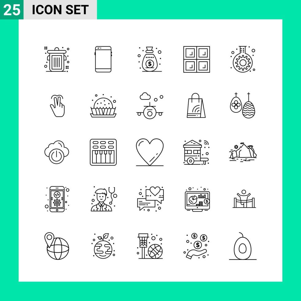 pak van 25 lijn stijl icoon reeks schets symbolen voor afdrukken creatief tekens geïsoleerd Aan wit achtergrond 25 icoon reeks creatief zwart icoon vector achtergrond