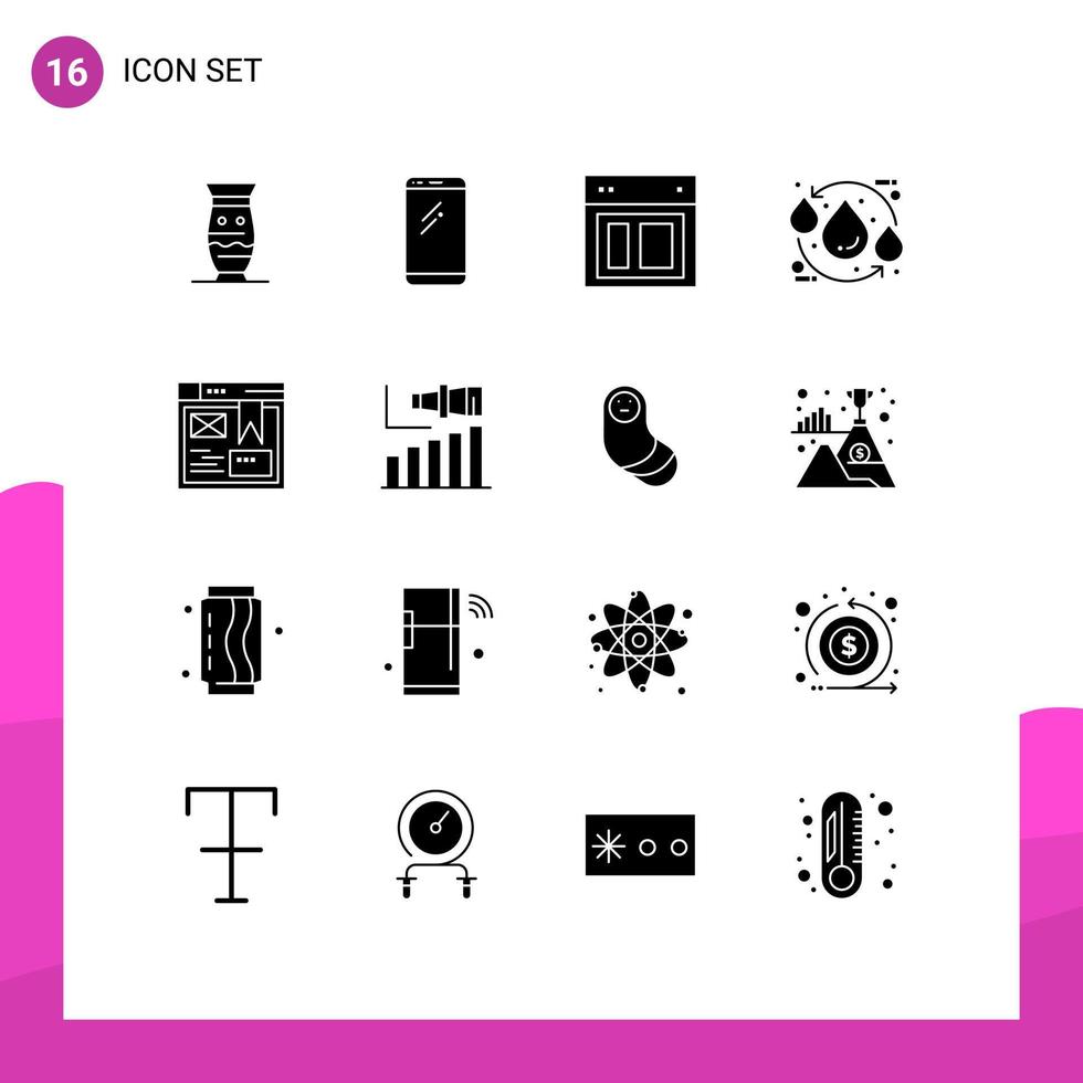 reeks van 16 modern ui pictogrammen symbolen tekens voor eco website mobiel web lay-out bewerkbare vector ontwerp elementen