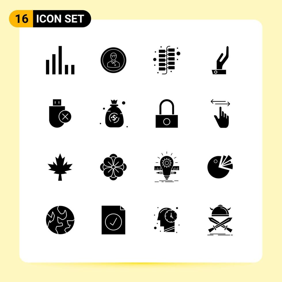 voorraad vector icoon pak van 16 lijn tekens en symbolen voor apparaten delen profiel hand- vuurwerk bewerkbare vector ontwerp elementen