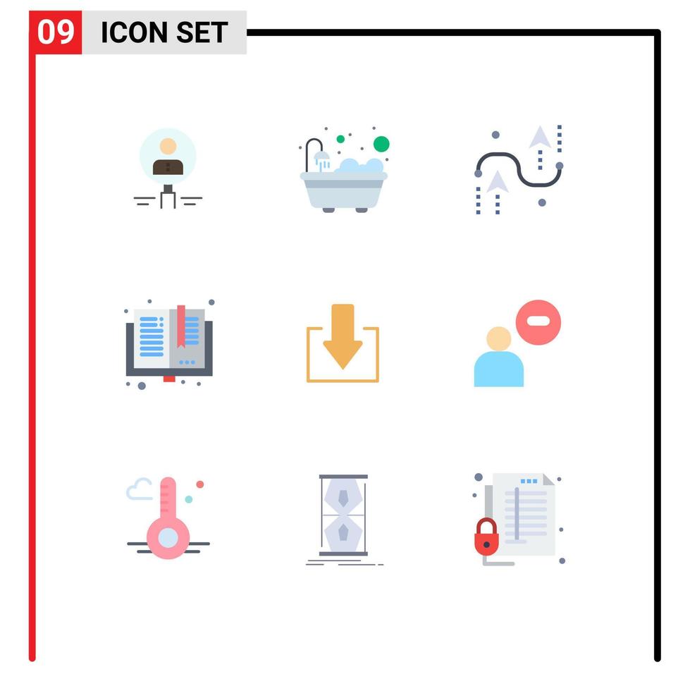 modern reeks van 9 vlak kleuren en symbolen zo net zo boeken programmeren badkamer ontwikkeling curves bewerkbare vector ontwerp elementen