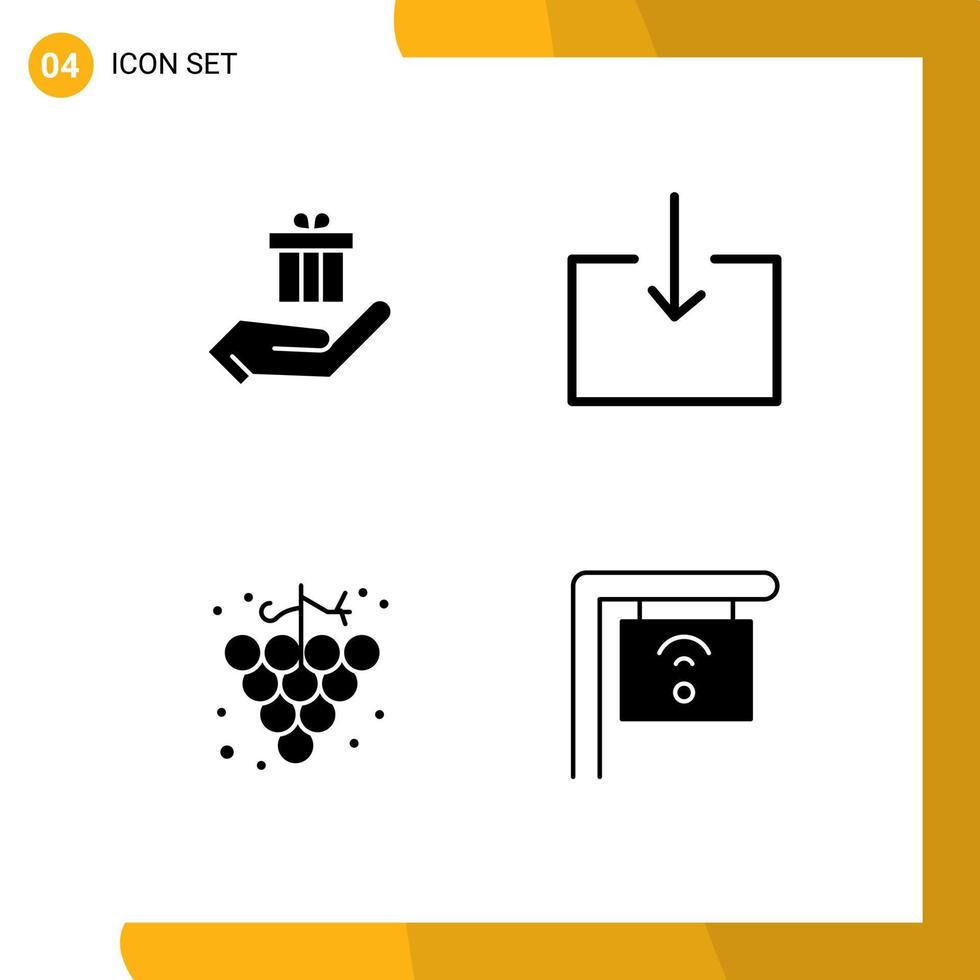 4 creatief pictogrammen modern tekens en symbolen van geschenk druif ecommerce importeren internet bewerkbare vector ontwerp elementen