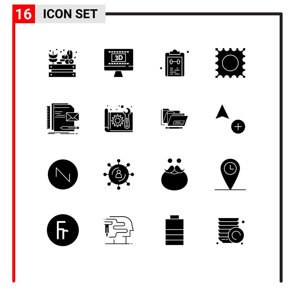 solide glyph pak van 16 universeel symbolen van identiteit merk controleren LSD taak bewerkbare vector ontwerp elementen