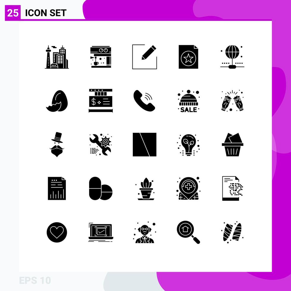 modern reeks van 25 solide glyphs pictogram van Pasen delen Bewerk internet het dossier bewerkbare vector ontwerp elementen