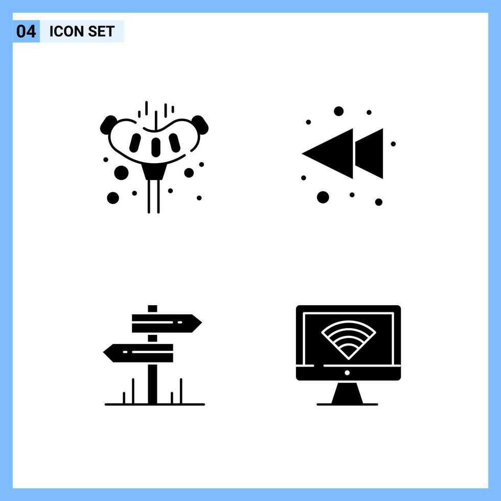 4 pictogrammen solide stijl creatief glyph symbolen zwart solide icoon teken geïsoleerd Aan wit achtergrond creatief zwart icoon vector achtergrond