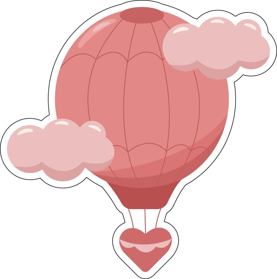 Valentijn dag schattig sticker in het formulier van roze lucht ballon. aerostaat. kleur sticker. vector geïsoleerd illustratie