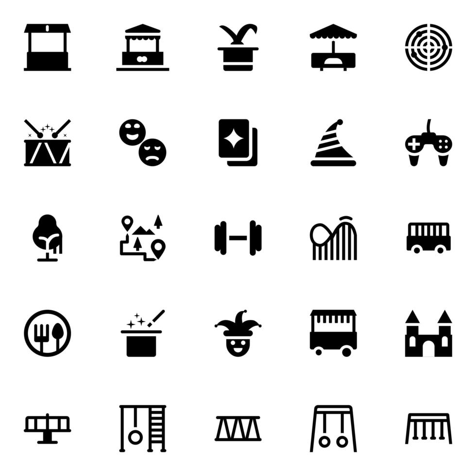 avonturenpark glyph pictogrammen vector