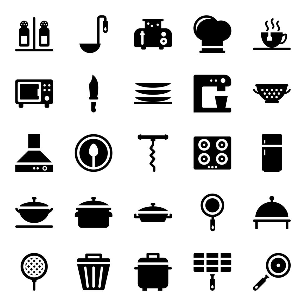 keukenapparatuur iconen pack vector