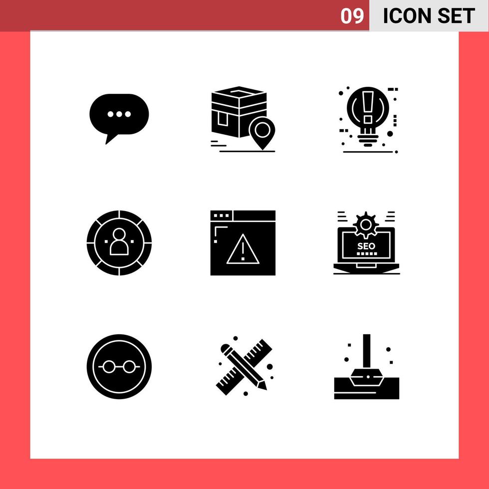 reeks van 9 modern ui pictogrammen symbolen tekens voor beheer gegevens moslim tabel macht bewerkbare vector ontwerp elementen