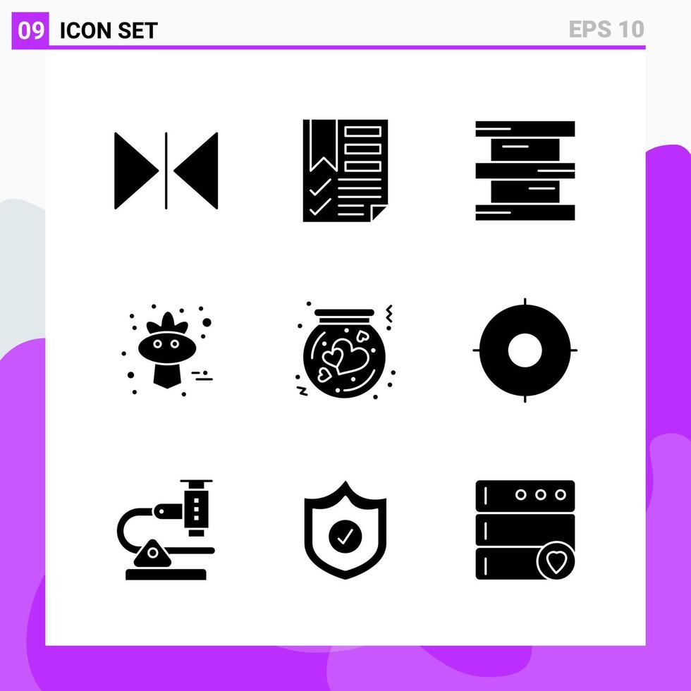 reeks van 9 pictogrammen in solide stijl creatief glyph symbolen voor website ontwerp en mobiel apps gemakkelijk solide icoon teken geïsoleerd Aan wit achtergrond 9 pictogrammen creatief zwart icoon vector achtergrond