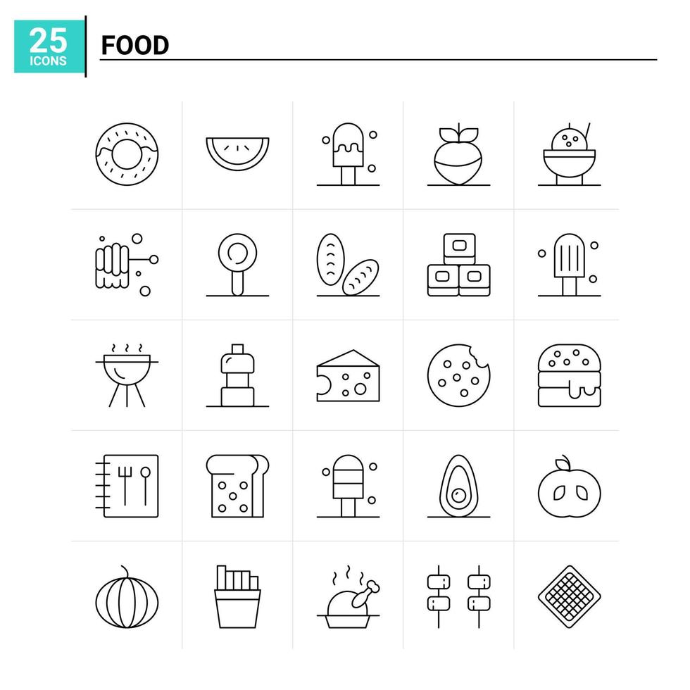 25 voedsel icoon reeks vector achtergrond