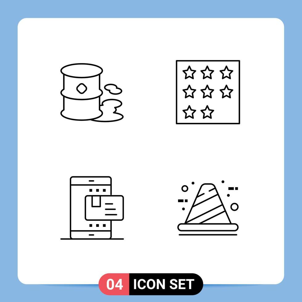 4 universeel lijn tekens symbolen van vaten ecommerce verontreiniging kantoor betaling bewerkbare vector ontwerp elementen
